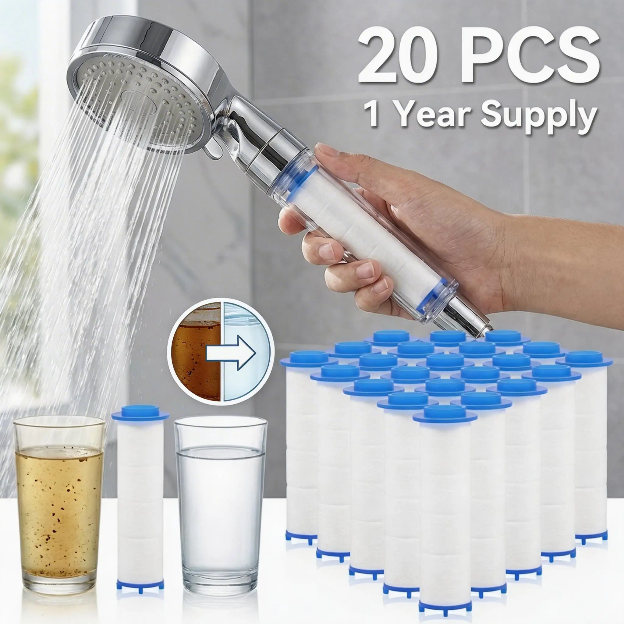 20個入りシャワーヘッドフィルター PPコットンフィルター  - Shower Valve Cartridge のレビューと価格